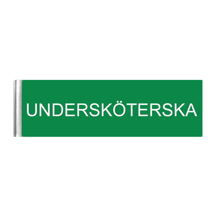 Namnbricka Militärklämma Undersköterska Grön med vit text